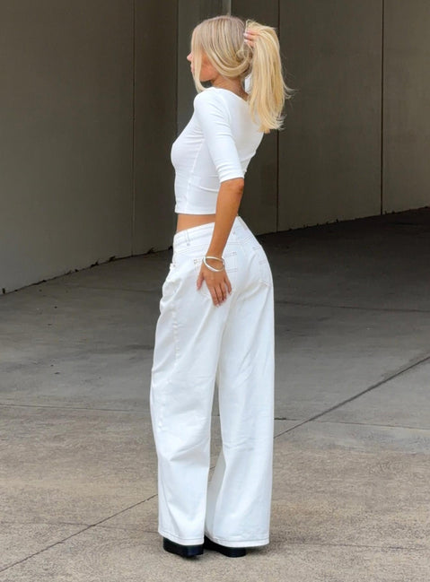 Naylor Mid Rise Wide Leg Jeans Creme