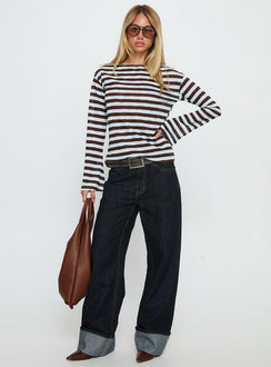 So Composed Langarmshirt mit U-Boot-Ausschnitt, blau gestreift