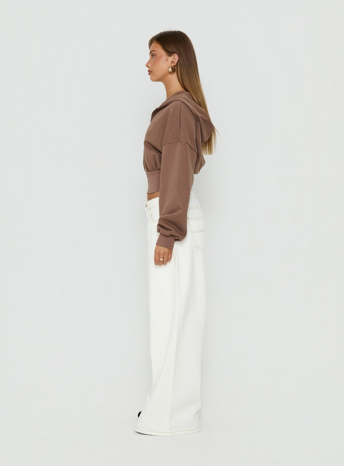 Naylor Mid Rise Wide Leg Jeans Creme