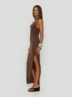 Imeraldia Hardware Halter Maxi-Kleid Schokobraun