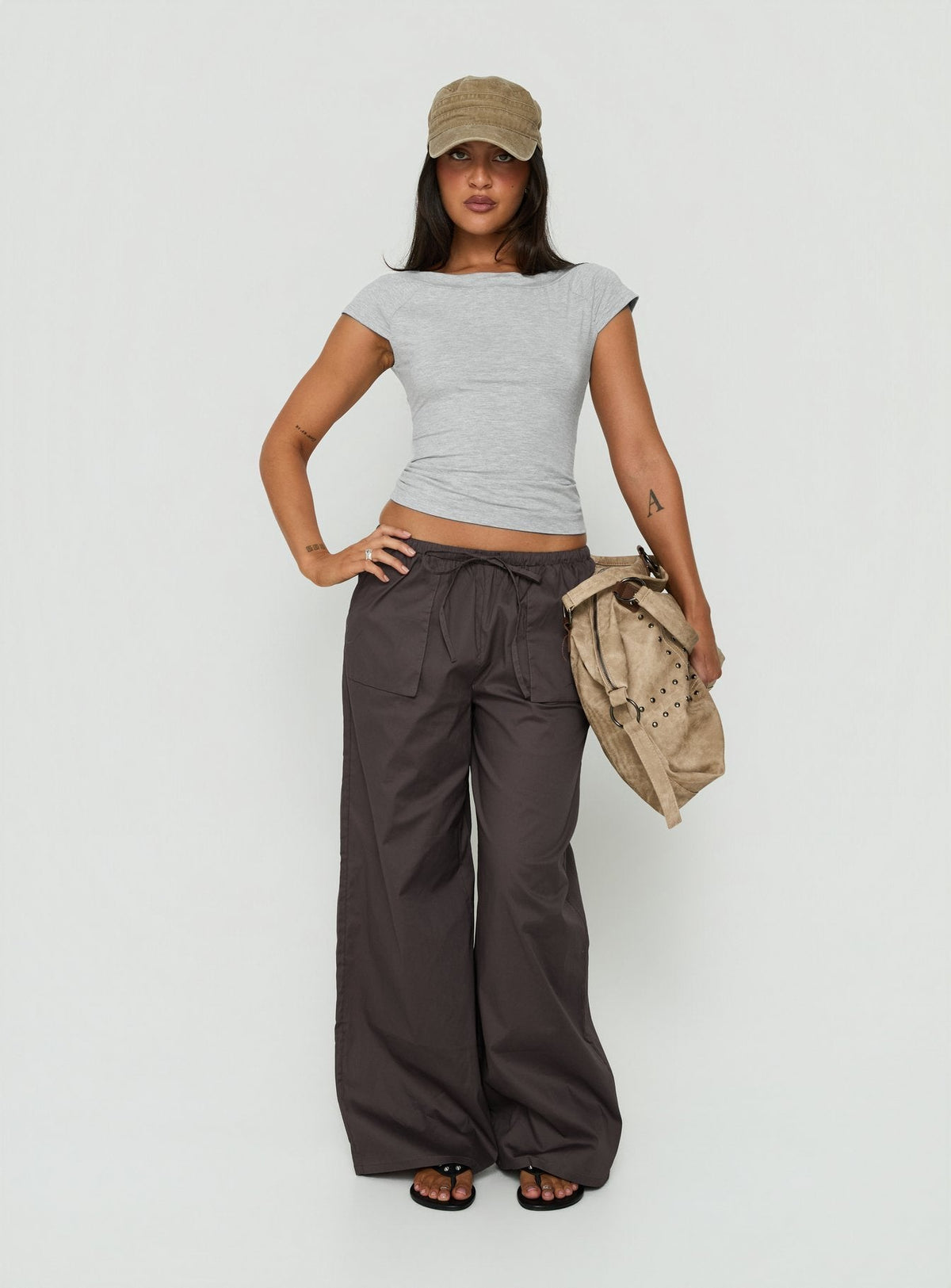 Trixee Jersey-Top mit U-Boot-Ausschnitt in Grau