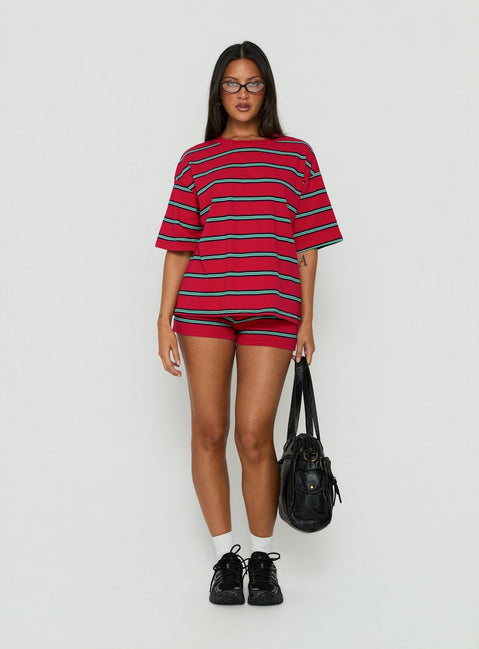 Settle Down Shorts Rot gestreift