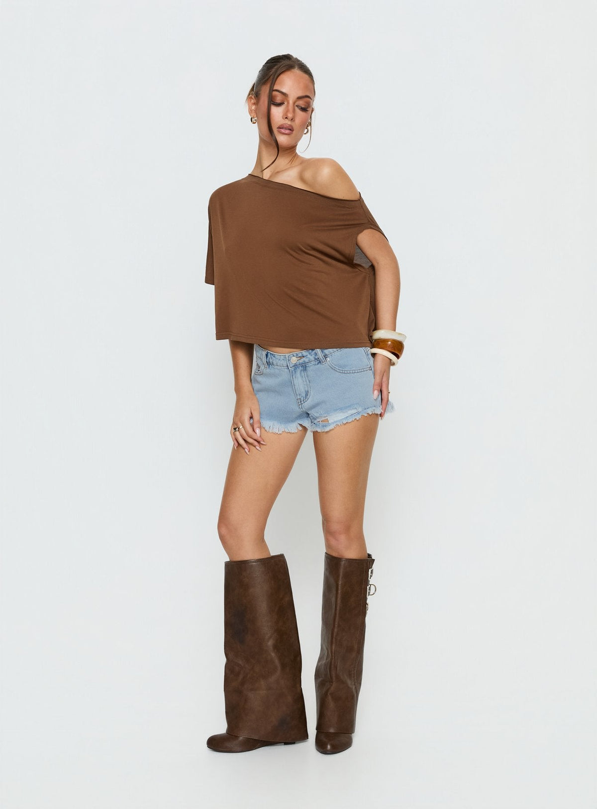 Posse Distressed Micro Denim Shorts Hellblaue Waschung