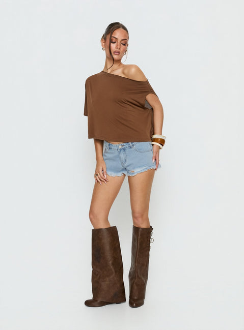 Posse Distressed Micro Denim Shorts Hellblaue Waschung