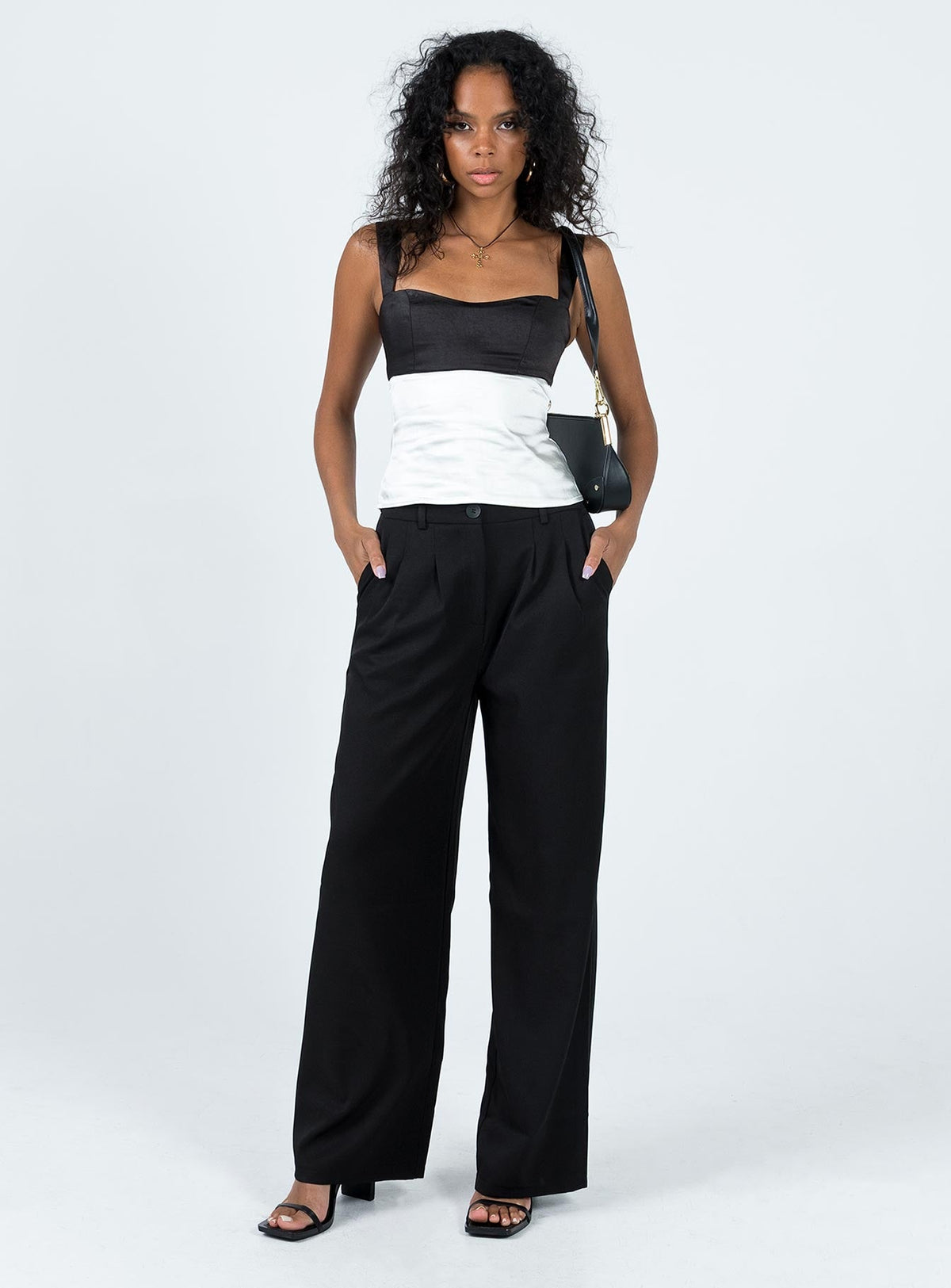 product Princess Polly Sleeveless Square Neck  Chantell Top Black / Cream