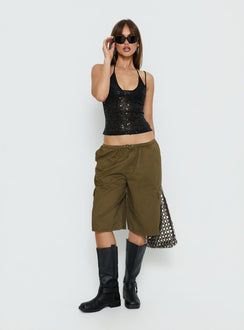 Odena Layered Pailletten-Cami-Top Schwarz
