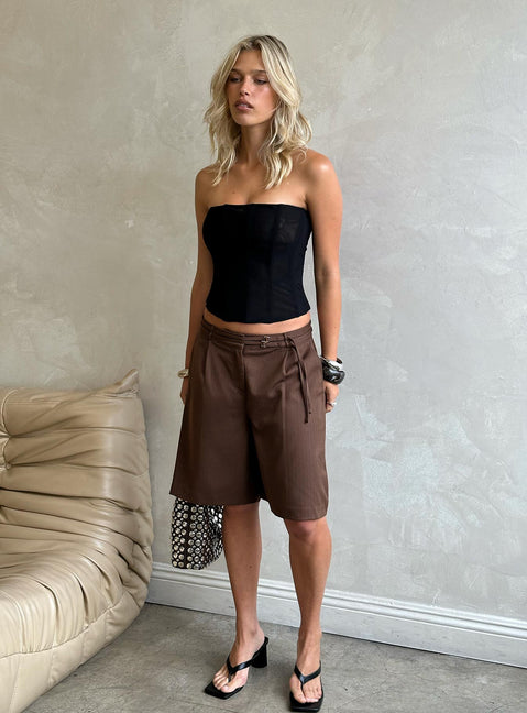 Oscuro Longline Mesh-Korsettoberteil Schwarz