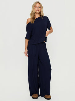 Cozy Hour Schlaf Relaxed Carmen-Oberteil Marineblau
