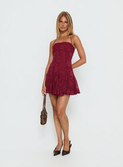 Delamere Minikleid Bordeauxrot Burnout