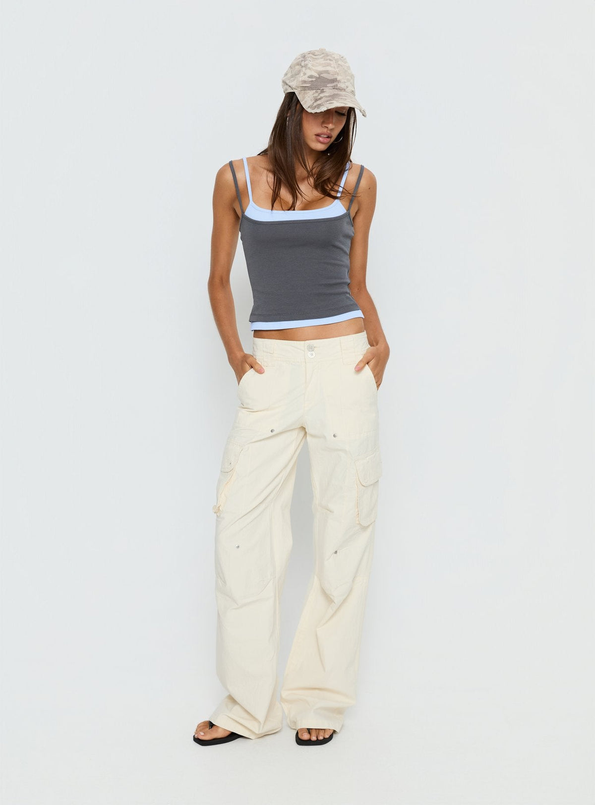Maeka Lagenlook-Jersey-Top Grau / Blau
