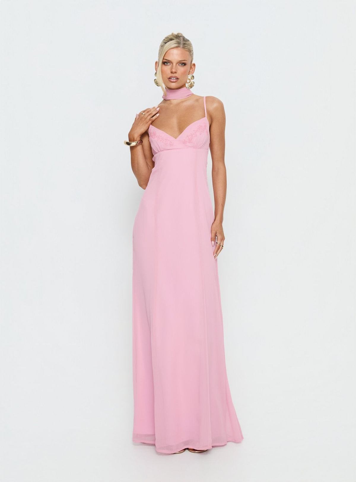 Jadira Schal-Maxikleid Hellrosa