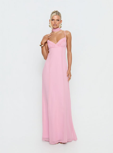 Jadira Schal-Maxikleid Hellrosa