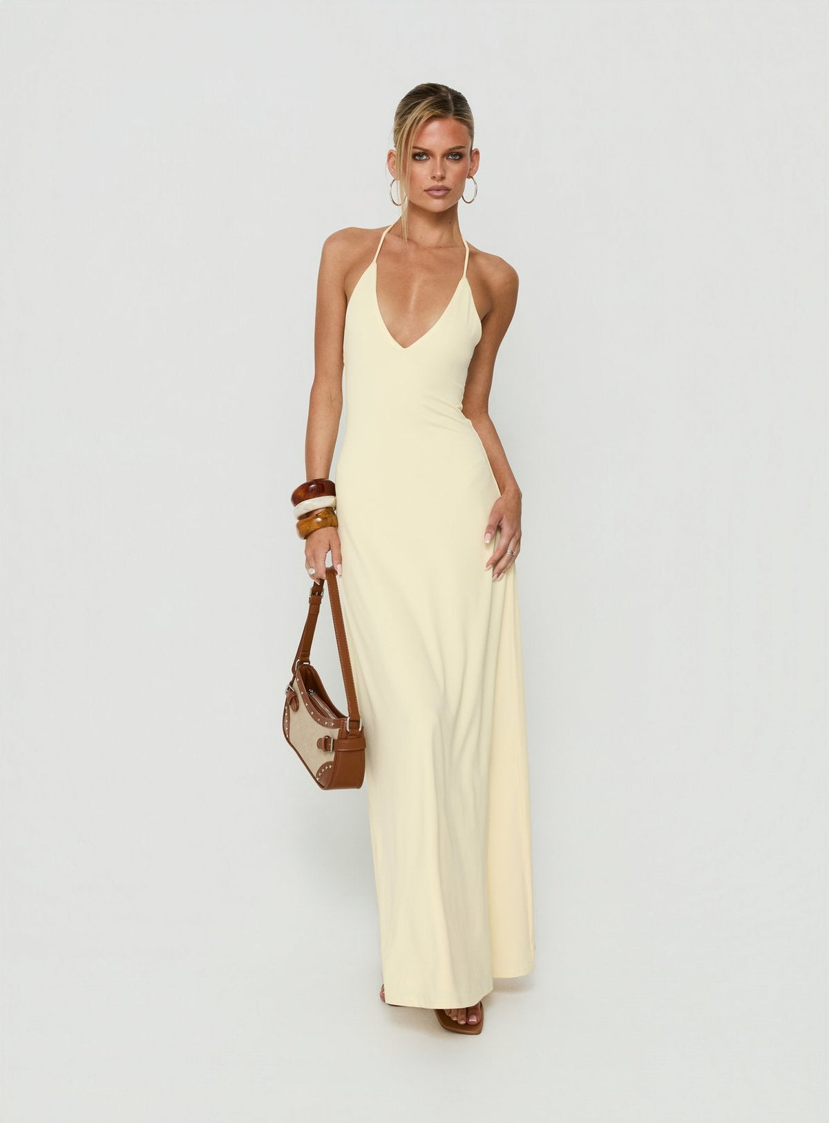 Palmas Neckholder-Maxikleid Buttergelb
