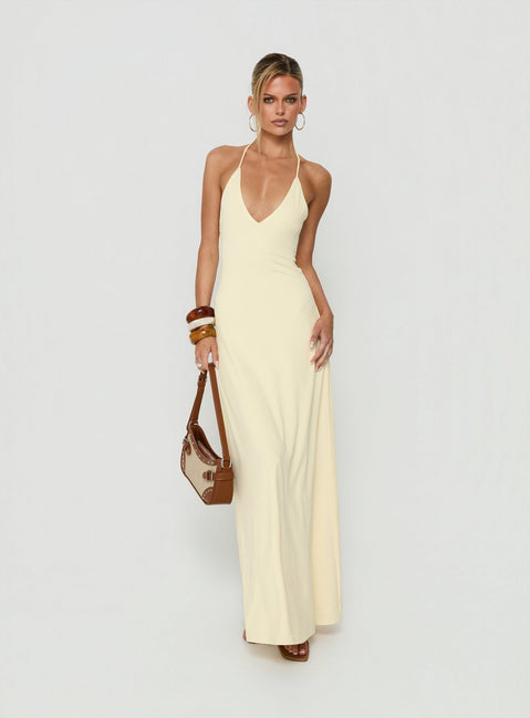 Palmas Neckholder-Maxikleid Buttergelb