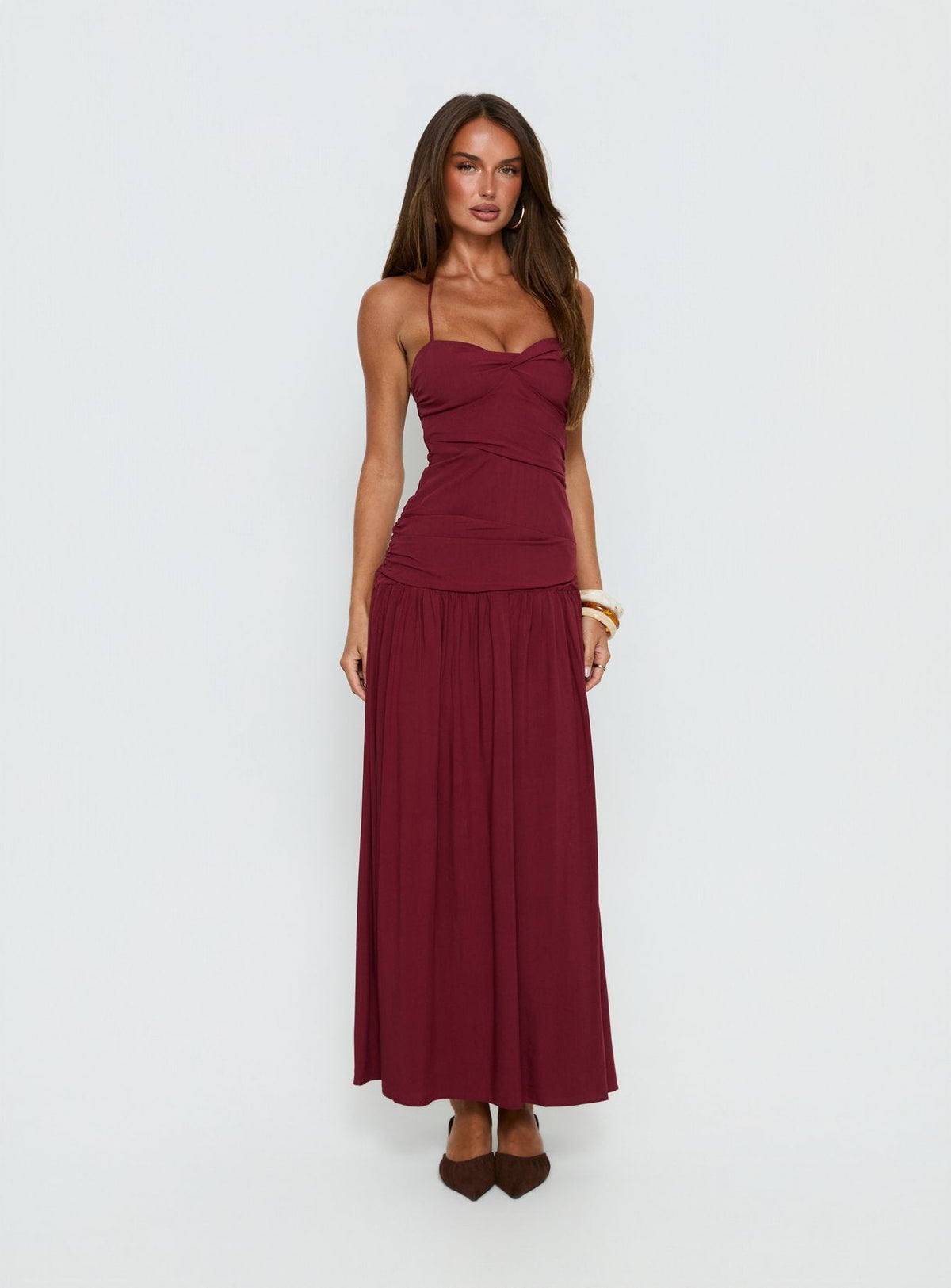 Marguerite Halter Maxikleid Rubinrot