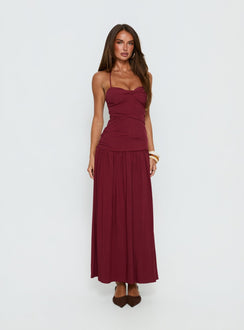 Marguerite Halter Maxikleid Rubinrot