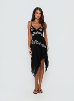 Pappilion Asymmetrisches Midikleid Schwarz