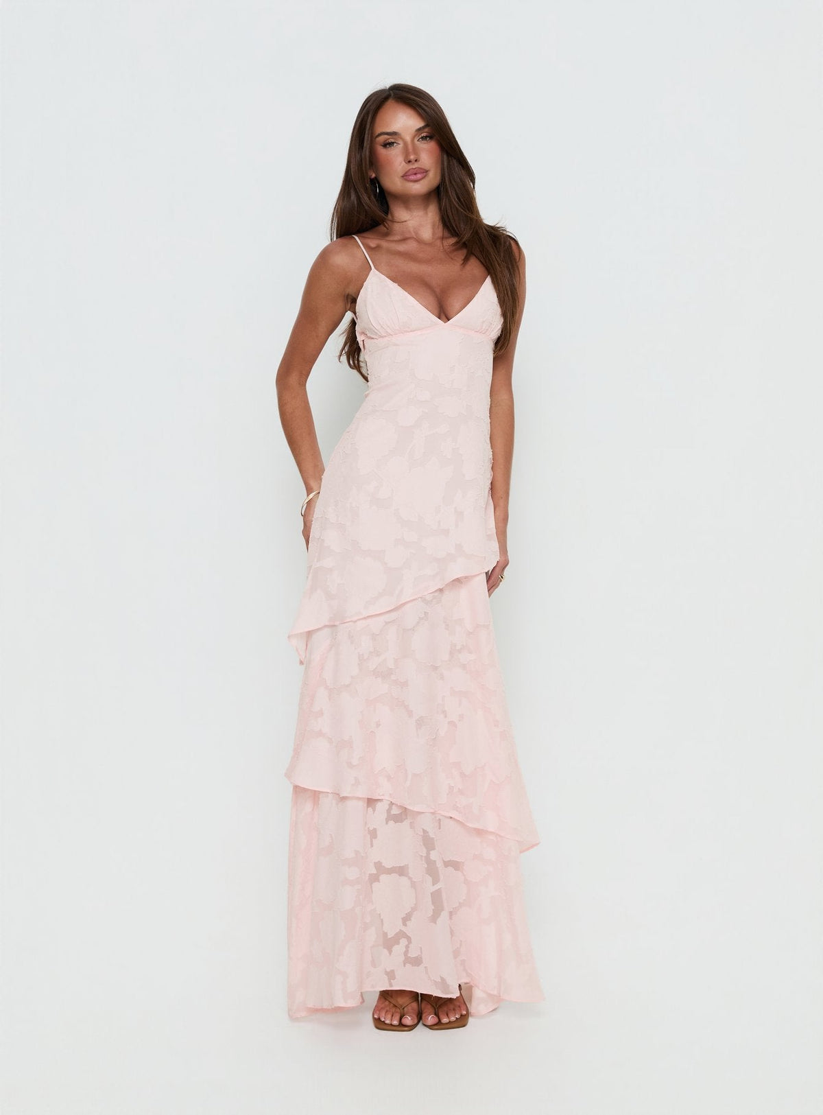 Lyricah Stufenmaxikleid mit Rückenschnürung Pink