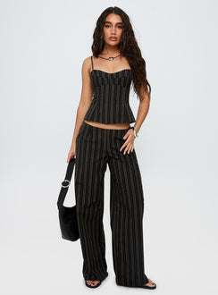 Kierstyn Corset Co-ord Black Stripe Petite