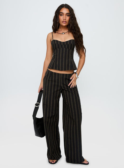 Kierstyn Corset Co-ord Black Stripe Petite