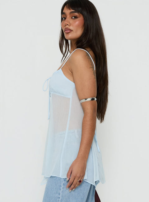 Fabriana Babydoll Transparentes Oberteil Blau