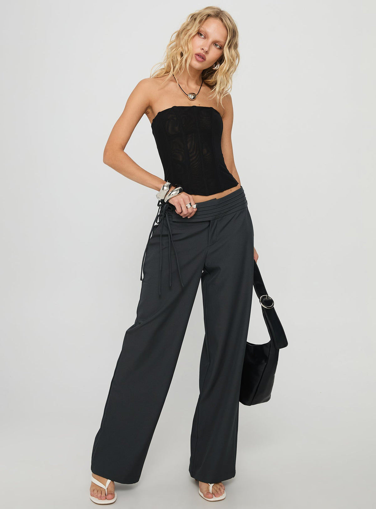 Oscuro Longline Mesh-Korsettoberteil Schwarz