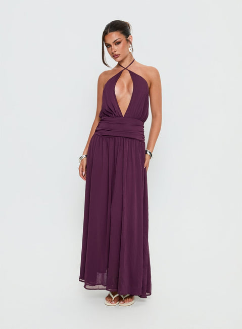 Catherina Blouson Neckholder Maxikleid Tiefes Lila