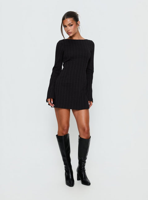 Alfalfa Langarm-Minikleid Schwarz