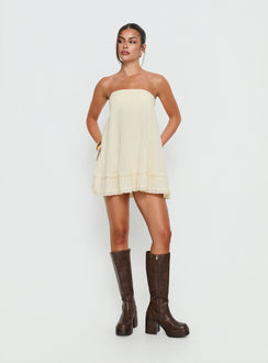 Gypsea Trägerloses Swing-Minikleid Buttergelb