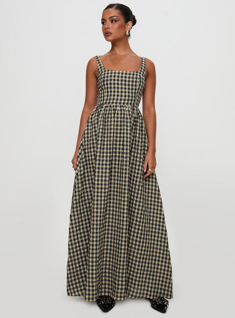 Maxikleid Cartmel Kariert Schwarz / Creme Petite