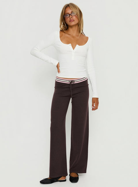 Keslie Langarm-Henley-Top Weiß