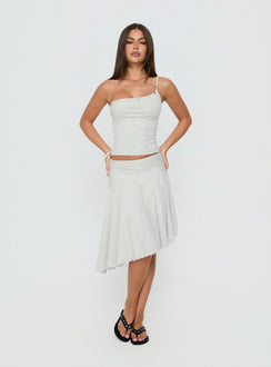 Mimmi One-Shoulder-Top mit Knopfdetails Grau