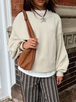 Harmony Balloon Sleeve Knit Jumper Beige