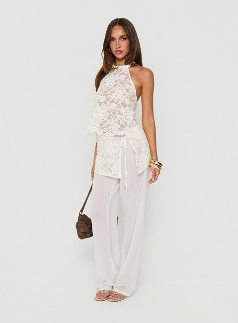 Claudie Neckholder-Spitzentop Weiß