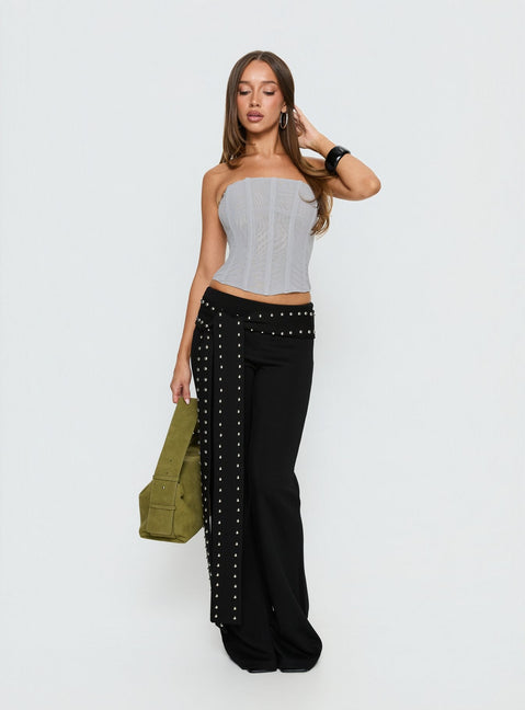 Oscuro Longline Mesh-Korsett-Oberteil Schiefergrau