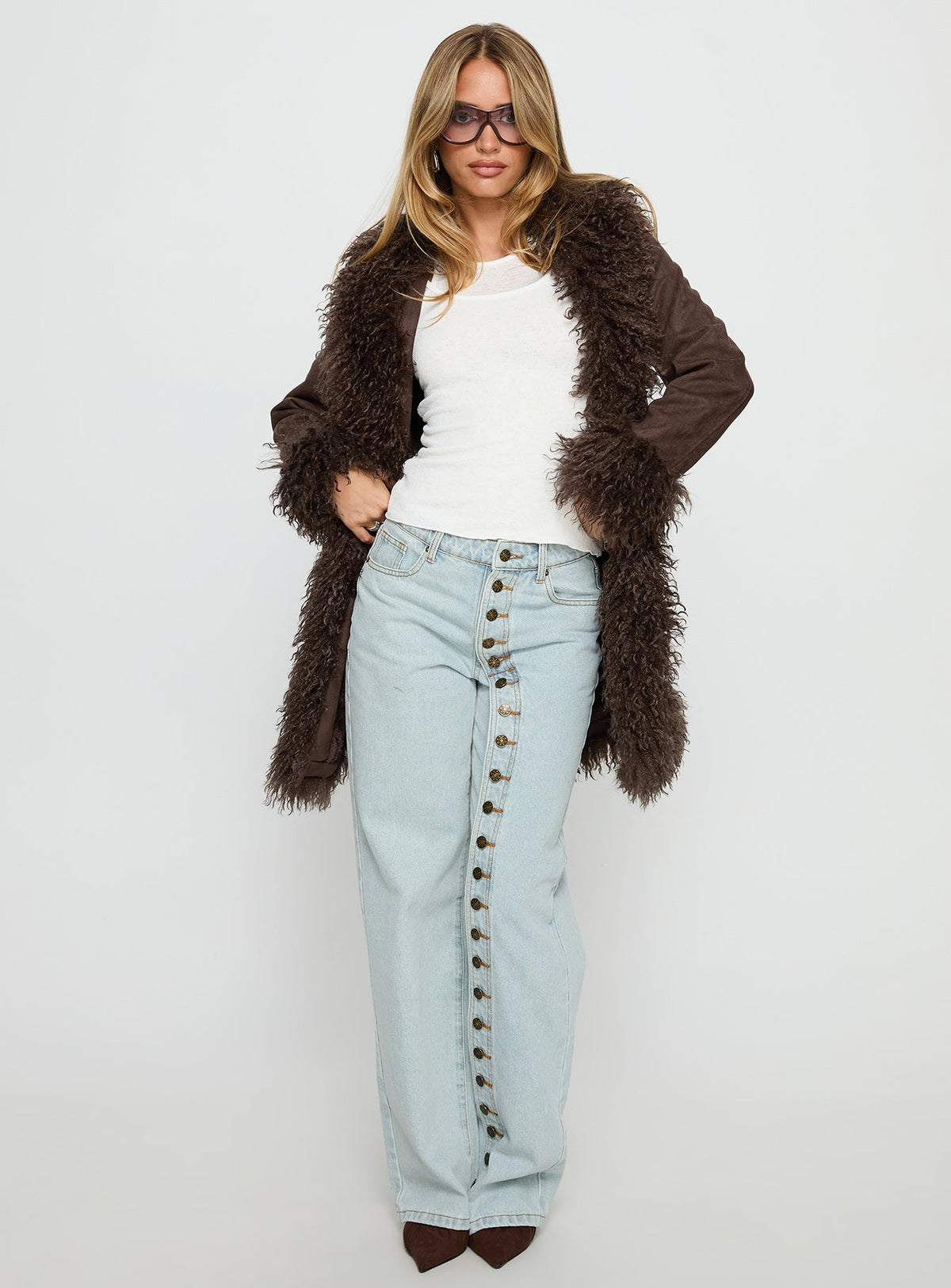 Josefina Jacke mit Kunstpelzdetails Schoko