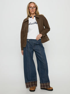 Nelsie Oversized-Jacke mit Kragen, Grün