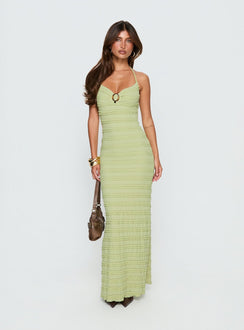 Liskaia strukturiertes Neckholder-Maxikleid Soft Green