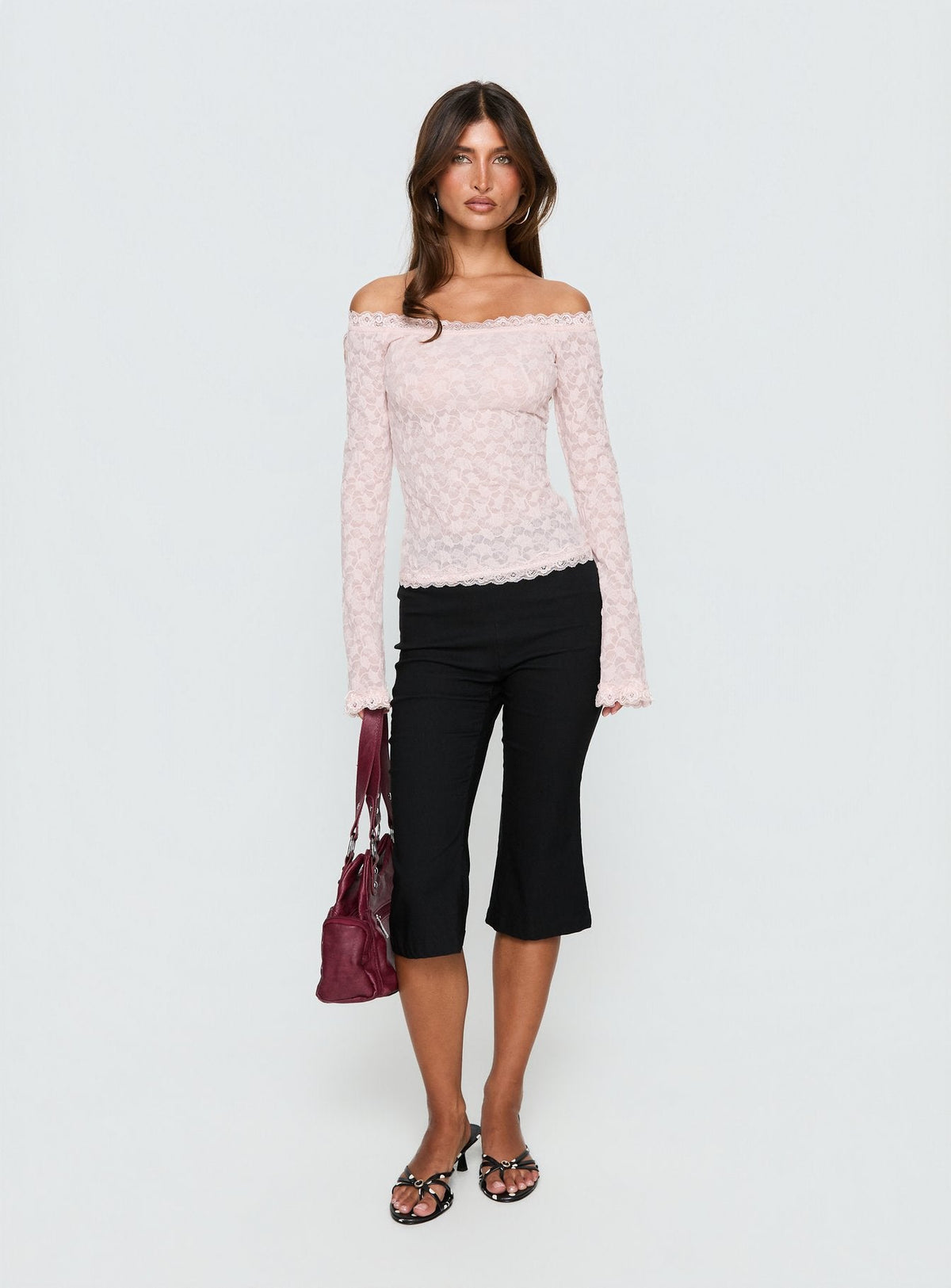 Mochapella Off-Shoulder-Top Zartrosa