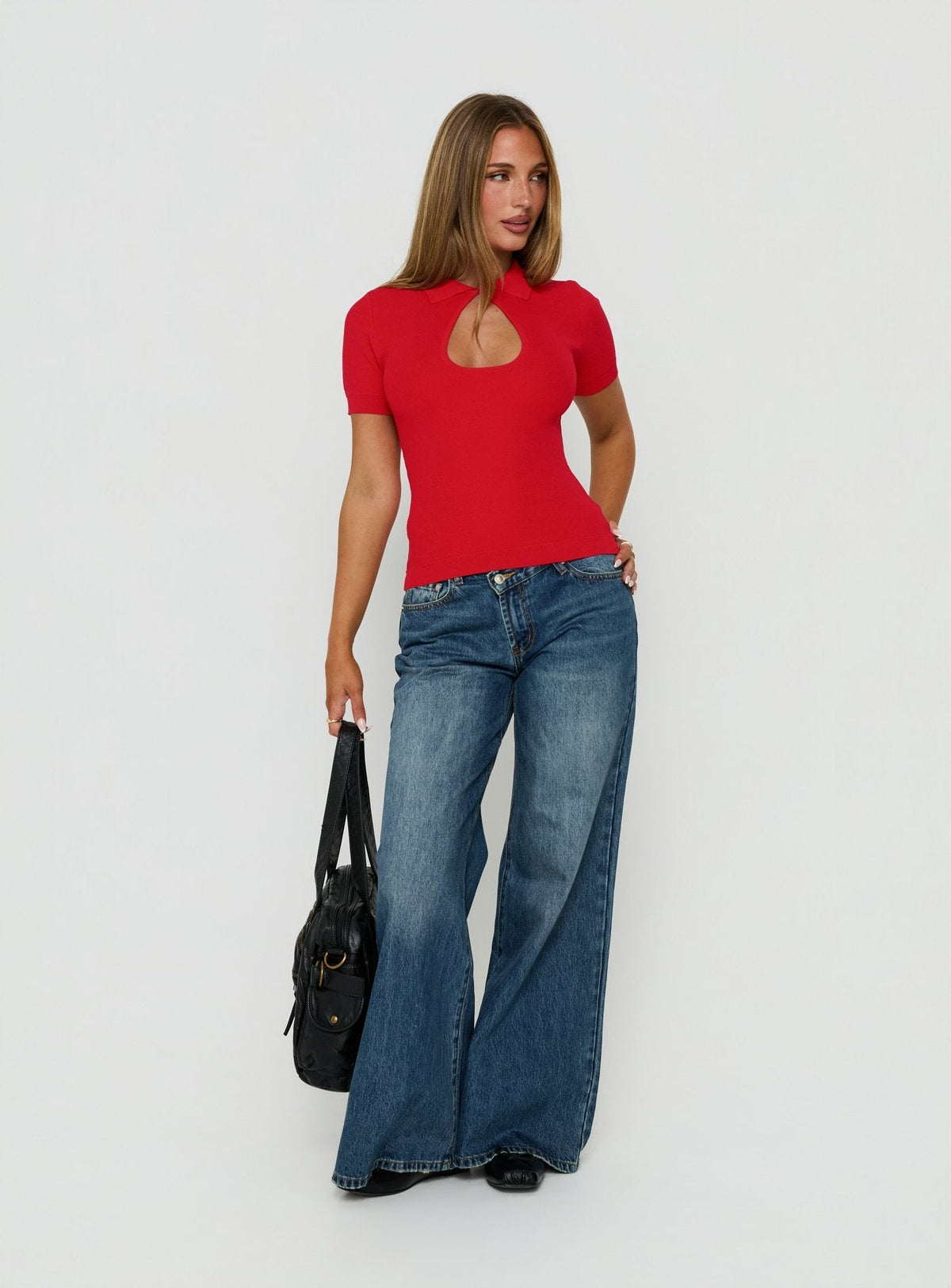 Happened One Night Keyhole Bluse Oberteil Rot