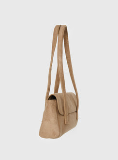 Klyne Kunstleder-Schultertasche mit Schleifendetail in Schiefergrau