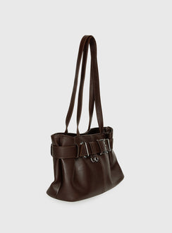 Views Of Capri Schultertasche aus Kunstleder mit Schnalle, Dunkelbraun