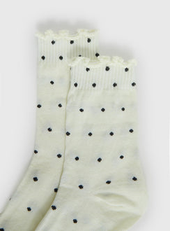 Pillowtalk Rüschensocken Creme Tupfen