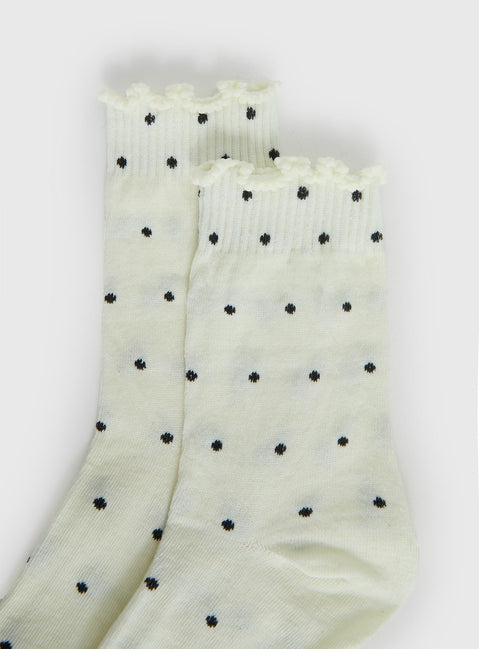 Pillowtalk Rüschensocken Creme Tupfen