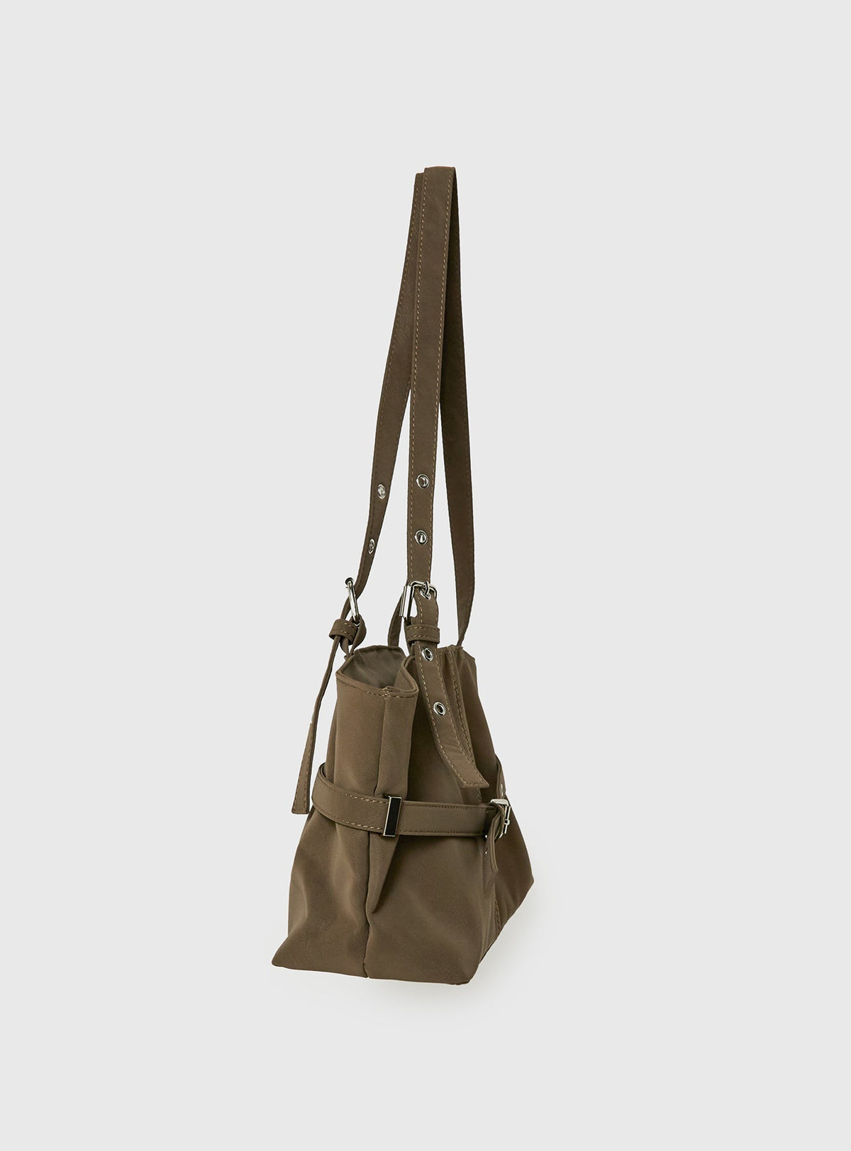 Cosimma Schultertasche aus Wildlederimitat mit Schnallendetail Khaki