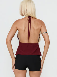 Tekapo V-Neck-Oberteil mit Nieten, Bordeaux