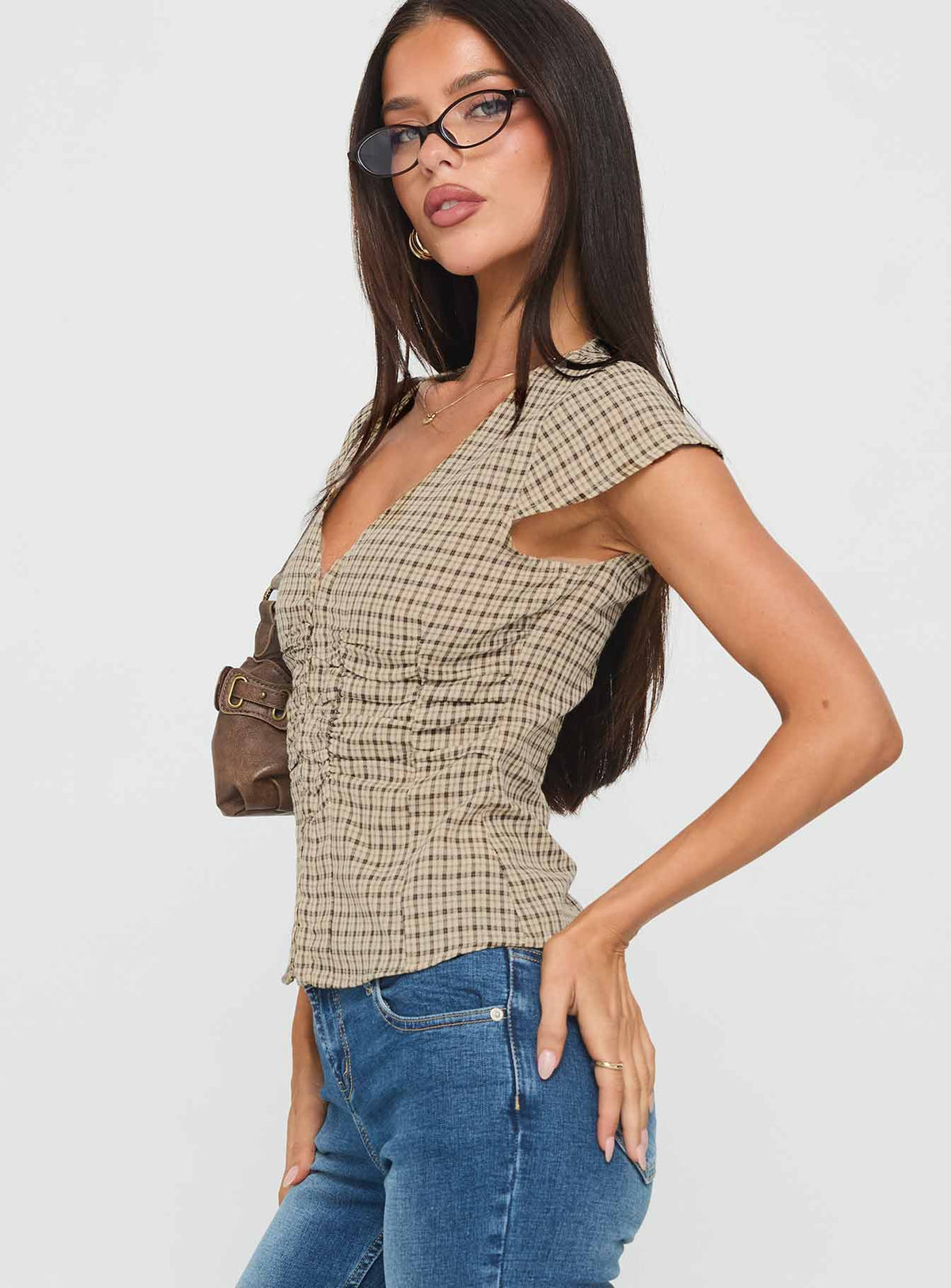 Indulgence Korsett-Top Beige Kariert