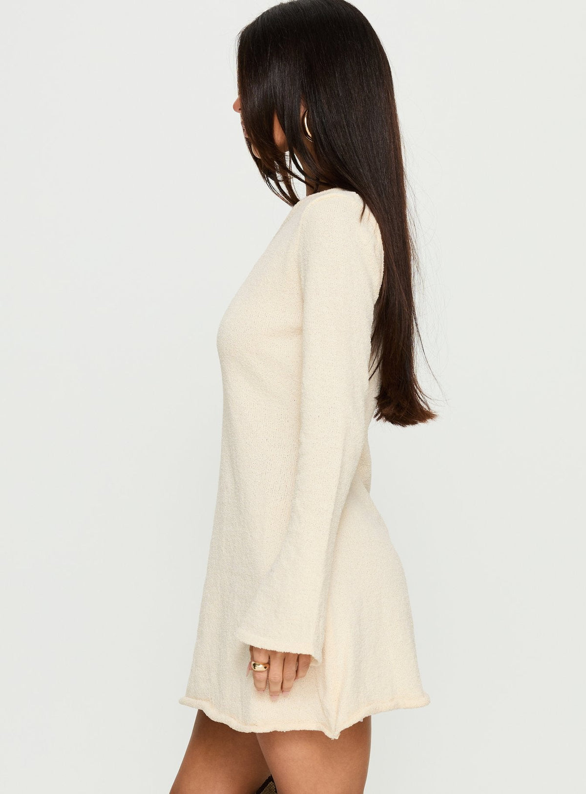 Jaede Off-Shoulder-Strick-Minikleid Creme
