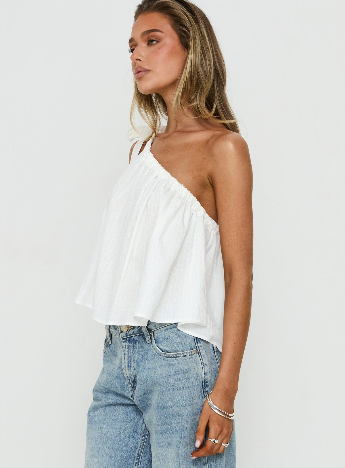 Klyne One-Shoulder-Top Weiß