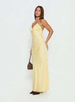 Flip A Switch Satin-Spitzen-Unterkleid-Maxikleid Butter